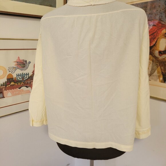 Vintage Brushed Nylon Cream bed Jacket - Picture 3 of 4